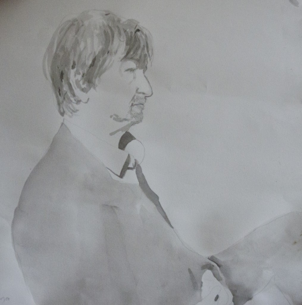 Eeltsje Hettinga - Potlead en Sineeske tekeninket op Fabrianopapier. Portret, makke troch Christiaan Kuitwaard.